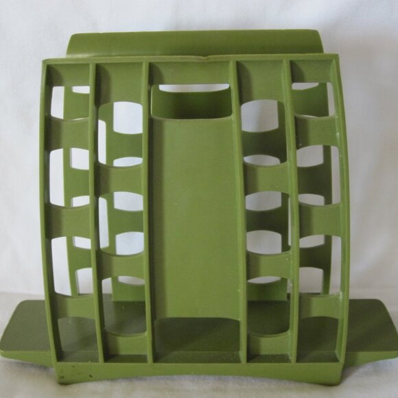 vintage Green Plastic Napkin Holder w/ white Daisies 6" tall - Picture 3 of 3